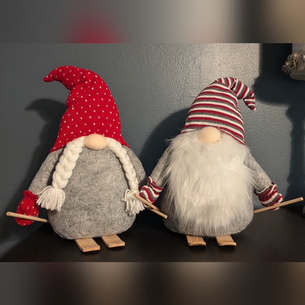 Two Skiing Gnomes Decoration